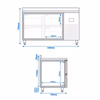 Commercial Counter Fridge PREMIUM PLUS - 1468x700mm - with 4 drawers - with upstand