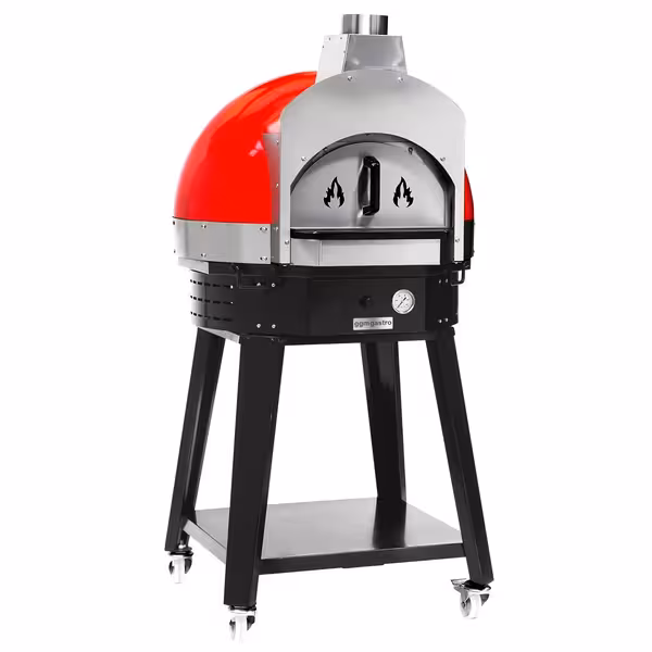 Wood-Fired Pizza Oven - Single Deck -  3 × Ø 30 cm - Red - up to 400°C - with Base frame