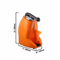 Commercial Electric Citrus Juicer - 570W - 10.17kg - with press arm, dishwasher-safe parts, heat protection - Orange (Single)