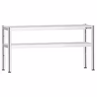Pöytähylly - ruostumattomasta teräksestä - 2 tasoa - 1600x370 mm - korkeussäädettävä