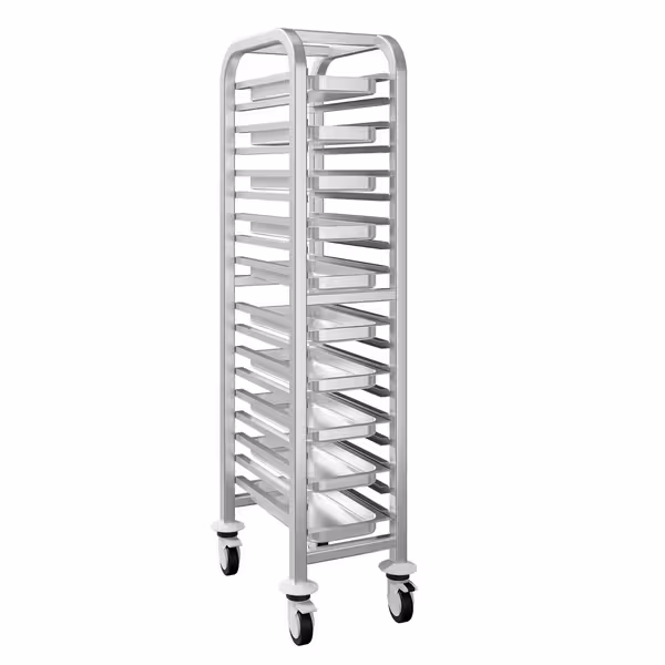 Inox kolica za GN plehove - za 17 GN 1/1 - kotači Ø 125 mm (2 s kočnicom)