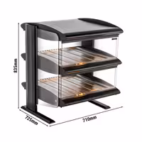 Commercial Heated Display Cabinet - 710mm - 1.02kW - with 2 shelves - Black