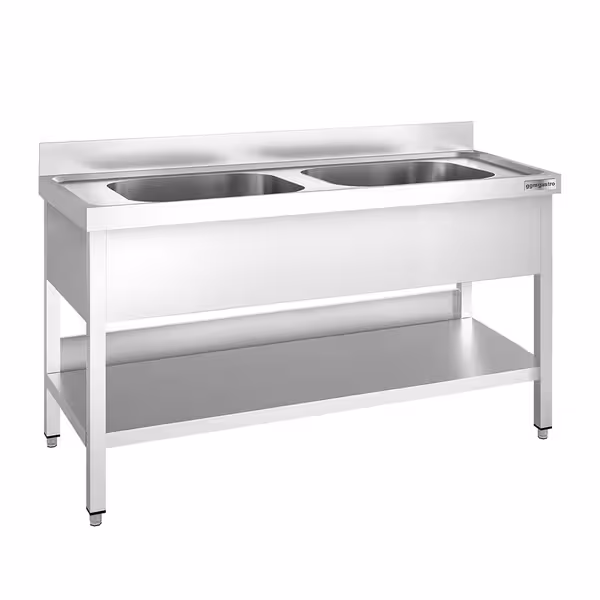 Sudoper PREMIUM - 1600x700 mm - s donjom policom - s 2 koritima - korita sredina - inox