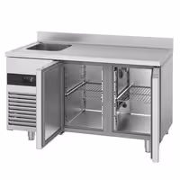 Rashladni pult PREMIUM - 1430x720 mm - 270 l - Ventilirano hlađenje - s 2 vrata - s 1 korita - Leđni podignuti rub