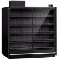 (2 pcs) Commercial multideck display fridge - 3750mm - 4 hinged glass doors & 5 shelves - Black
