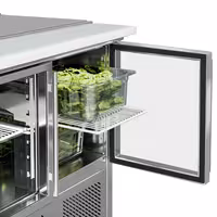 Saladeta ECO – 1370 mm – 3 staklena vrata – s pretincem za 4 GN 1/1 pladnja i poklopcem od nehrđajućeg čelika