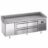 Table réfrigérée à pizza Premium PLUS - 1980 x 700 mm - avec 1 porte et 4 tiroirs