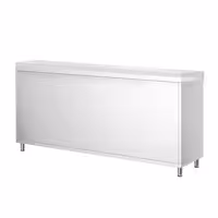Arbetskåp i rostfritt stål PREMIUM - 1800x700 mm - med 2 skjutdörrar - inkl. skärbräda vit