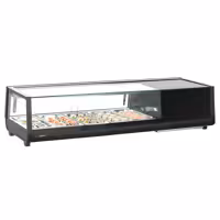 Witryna chłodnicza do sushi – 5x GN 1/3 – od 0 do +12 °C – czarna