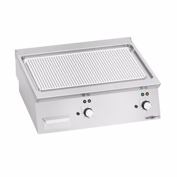 Elektromos rostlap - 9,6 kW - Bordázott - Sütőfelület: 800x730 mm - asztali - Professzionális