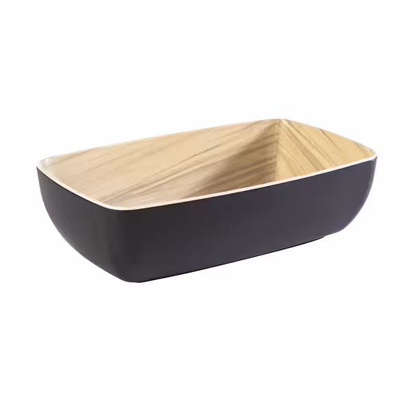 (6 adet) Gastronorm Küvet GN 1/4 - Melamin - FRIDA - 1,8L - 265x162mm - Derinlik:75mm - Siyah/Bej