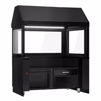 Charcoal Grill TORONTO - 1900mm - Black Front - Black Granite Worktop - tempered glass front - 4 grill grates