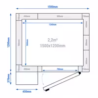 Zamrzivačka komora - 1500x1200 mm - 2,20 m³ - uklj. zamrzivački agregat i PVC lamele - -20/-10 °C