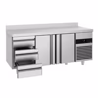 Commercial Counter Fridge PREMIUM - 1865x700mm - with 2 doors - 3 drawers [1/1] - with upstand
