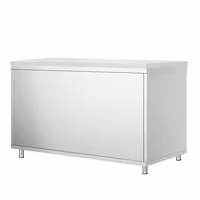 Arbetskåp i rostfritt stål PREMIUM - 1400x600 mm - med 2 skjutdörrar - inkl. skärbräda vit