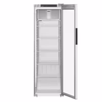 LIEBHERR | Szafa chłodnicza PERFORMANCE – 400 L – od +1 do +15 °C – z wnętrzem z tworzywa sztucznego i 1 drzwiami szklanymi – szara