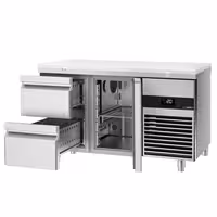 Commercial Counter Fridge PREMIUM - 1400x700mm - with 1 door - 2 drawers - incl. cutting board white - capacity 281 litres