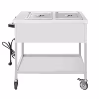 Toplovodna kupka grijana kolica - 1,95 kW - 2x GN 1/1 - odvojena regulacija temperature po bazenu - s odvodnim ventilom