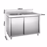 Sudoper s ormarićem PREMIUM - inox - 1400 x 700 mm - s 1 koritom - korito lijevo