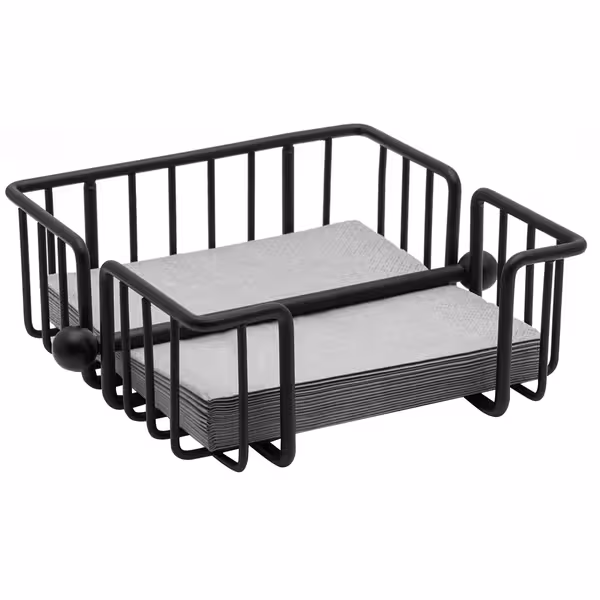 (6 adet) Peçetelik - URBAN - Metal - yaklaşık 50 kokteyl peçetesi - 190x190x75mm - Siyah - ağırlık çubuğu dahil