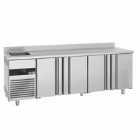 Rashladni pult PREMIUM - 2360x720 mm - 540 l - Ventilirano hlađenje - s 4 vrata - s 1 korita - Leđni podignuti rub