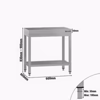 طاولة عمل ستانلس ستيل ECO - 600x600mm - مع رف سفلي