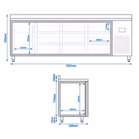 Aukstuma galds PREMIUM PLUS - 2452x600 mm - 510 l - ar 1 durvīm - ar 9 atvilktnēm - ar apmali