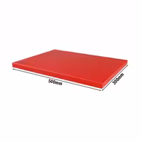 Neslīdošs griešanas dēlis - 300x500 mm - Biezums: 20 mm - Polietilēns (PE) - Sarkans - Ar fiksatoriem - HACCP atbilstošs