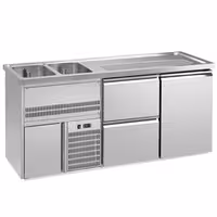 Direct Draw Beer Dispenser / Kegerator 1 Stainless Door + 2 Drawers PREMIUM – 2 sinks left - 1950×700 mm