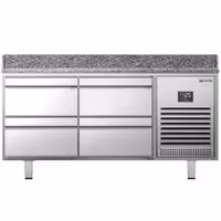 Commercial Pizza Prep Counter - Granite Top PREMIUM PLUS - 1490x700mm - with 0 doors & 4 drawers