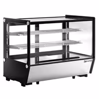 Countertop refrigerated display case - 160L - 880mm - Double glazing - square - with 2 shelves - rear sliding glass doors