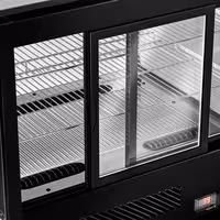 Countertop refrigerated display case - 160L - 880mm - Double glazing - square - with 2 shelves - rear sliding glass doors