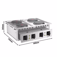 Elektriskā plīts - 10,4 kW 400 V - 4 plāksnes apaļi - iebūvējama - 800x765x265 mm