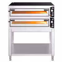 Electric Deck Pizza Oven - Twin Deck - Refractory Stone Deck - 9+9 x Ø 35cm (13.8") - Mechanical Controls - up to 450°C - incl. Base frame