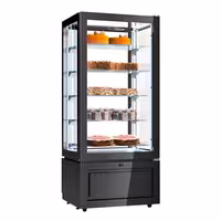 4-Sided Glass Display Fridge - 457L - 805mm - with 5 glass shelves - 1 glass door front - for patisserie - Black