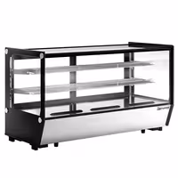 Countertop display fridge - 200L - 1219mm - Double glazing - square - with 2 adjustable chrome shelves - rear sliding glass doors