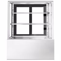 Commercial cake display fridge - 343L - 900mm - Double glazing - with 2 glass shelves - rear sliding doors