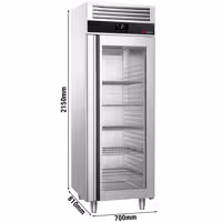 Szafa chłodnicza PREMIUM – stal nierdzewna – GN 2/1 – 700 L – z 1 drzwiami szklanymi – z izolacją 85 mm