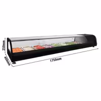 Witryna chłodnicza do tapas PREMIUM – 1750 x 400 x 250 mm – 8x GN 1/3 – od +4 do +8 °C