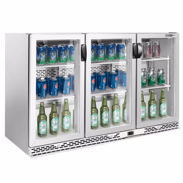 Barski hladnjak - 1350 mm - 330 l - s 3 staklena vrata - inox