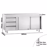 خزانة عمل ستانلس ستيل KOPENHAGEN PREMIUM - 1800x700mm - أبواب منزلقة