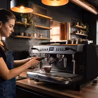 Commercial Espresso Machine Compact - 2 Group - Multi-boiler - with Touchscreen - Separate Temperature Control - Pre-infusion System & 2 Steam Wands - Black