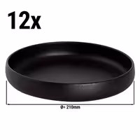 (12 adet) UNIVERSE - Çukur Tabak Yuvarlak Çukur - Porselen, Ø210mm, Siyah