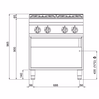 Plinski štednjak - Linija 900 - 800x900x965 mm - 34,5 kW - 4 plamenika - samostojeći