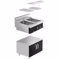 Eléctrico Cocedor de pasta PROFESIONAL - 2x26L - 12kW - con mueble bajo con 2 puertas