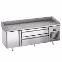 Table réfrigérée à pizza Premium PLUS - 1980 x 700 mm - avec 1 porte et 4 tiroirs