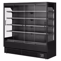 Commercial multideck display fridge - 1940mm - 893L - with 4 sliding glass doors & 4 shelves - Black