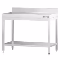 طاولة عمل ستانلس ستيل PREMIUM - 800x600mm - مع رف سفلي & حاجز خلفي