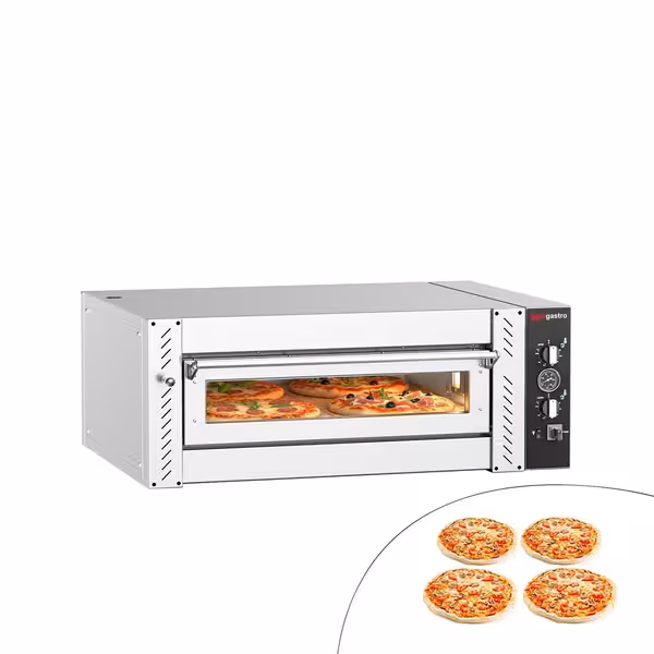 Electric Deck Pizza Oven - Single Deck - Refractory Stone Deck - 4 x Ø 30cm (12") - Mechanical Controls - up to 450°C