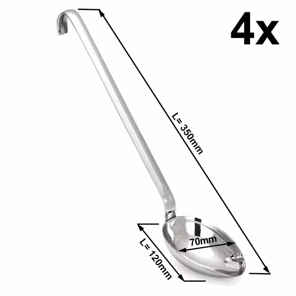 (4 bucăți) Linguri de servit – Ø 70 mm – Lungime: 350 mm – adânci – oțel inoxidabil